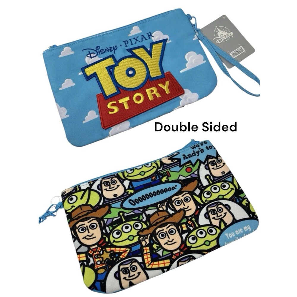 Disney Toy Story Wristlet Blue Woody Buzz Alien Andy Pixar Parks Travel Pouch